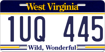 WV license plate 1UQ445