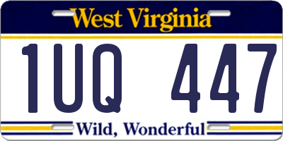 WV license plate 1UQ447