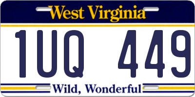 WV license plate 1UQ449