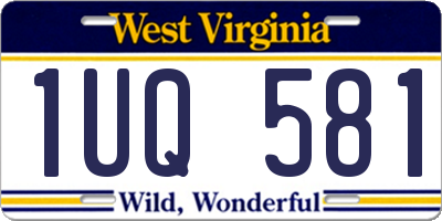 WV license plate 1UQ581