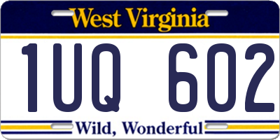 WV license plate 1UQ602