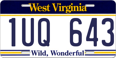 WV license plate 1UQ643