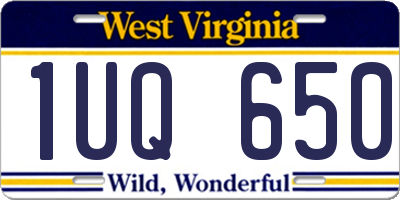 WV license plate 1UQ650