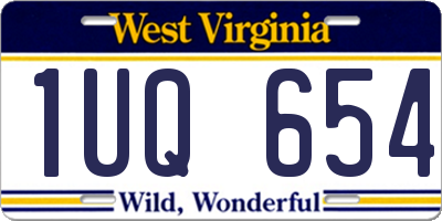 WV license plate 1UQ654