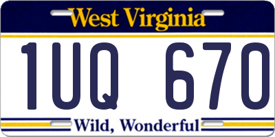 WV license plate 1UQ670