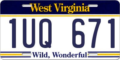 WV license plate 1UQ671