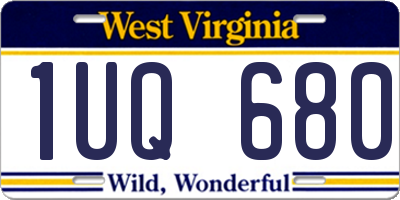 WV license plate 1UQ680