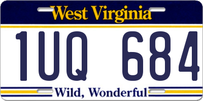 WV license plate 1UQ684