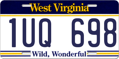 WV license plate 1UQ698