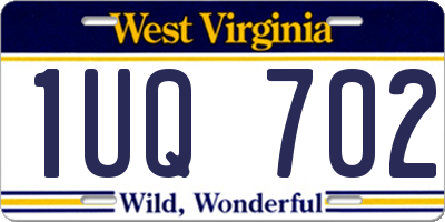 WV license plate 1UQ702