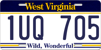 WV license plate 1UQ705