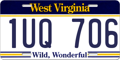 WV license plate 1UQ706