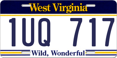 WV license plate 1UQ717