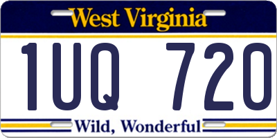 WV license plate 1UQ720