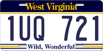 WV license plate 1UQ721