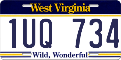 WV license plate 1UQ734