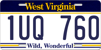 WV license plate 1UQ760