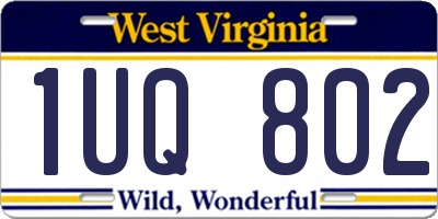 WV license plate 1UQ802