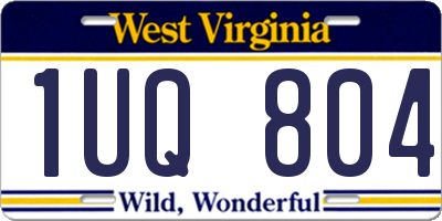 WV license plate 1UQ804