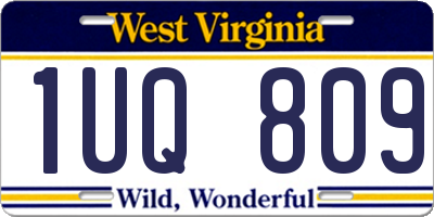 WV license plate 1UQ809