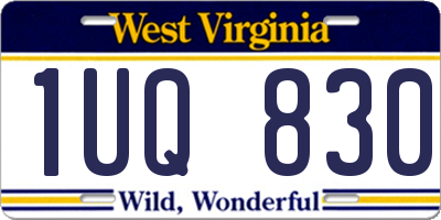 WV license plate 1UQ830