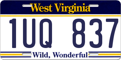 WV license plate 1UQ837
