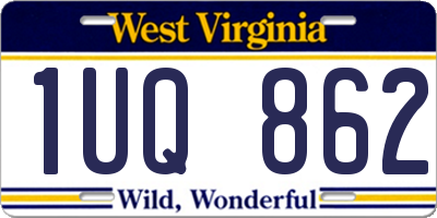 WV license plate 1UQ862