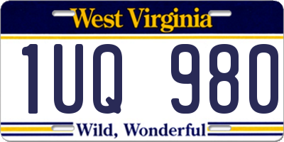 WV license plate 1UQ980
