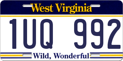 WV license plate 1UQ992