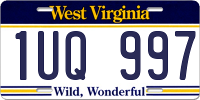 WV license plate 1UQ997