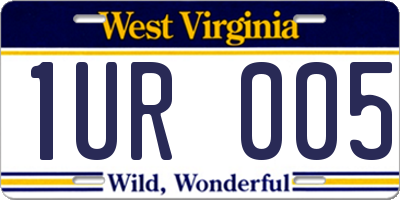 WV license plate 1UR005