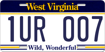 WV license plate 1UR007