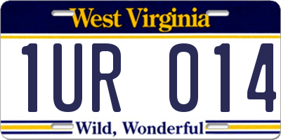 WV license plate 1UR014