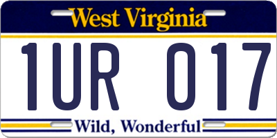 WV license plate 1UR017