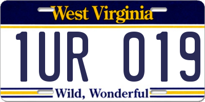 WV license plate 1UR019