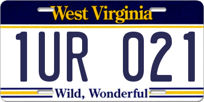 WV license plate 1UR021