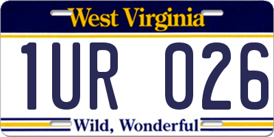 WV license plate 1UR026