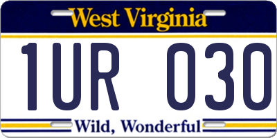 WV license plate 1UR030