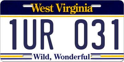 WV license plate 1UR031