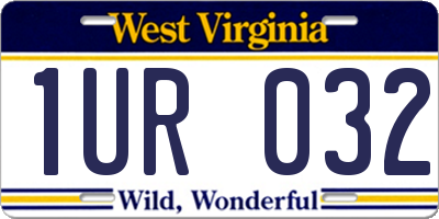 WV license plate 1UR032
