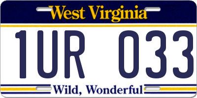 WV license plate 1UR033
