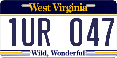 WV license plate 1UR047
