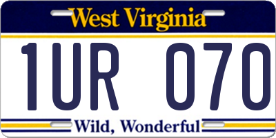 WV license plate 1UR070