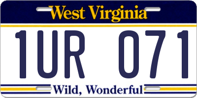 WV license plate 1UR071
