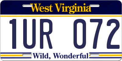 WV license plate 1UR072