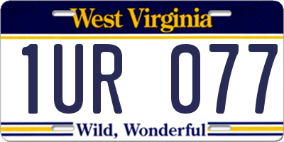 WV license plate 1UR077