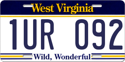 WV license plate 1UR092