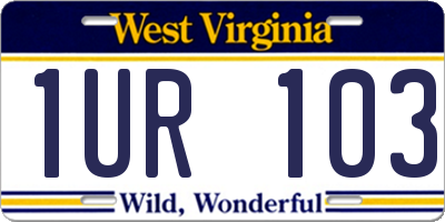 WV license plate 1UR103