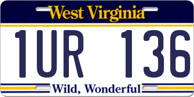 WV license plate 1UR136