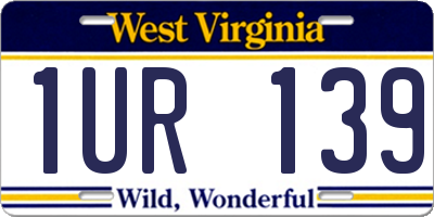 WV license plate 1UR139